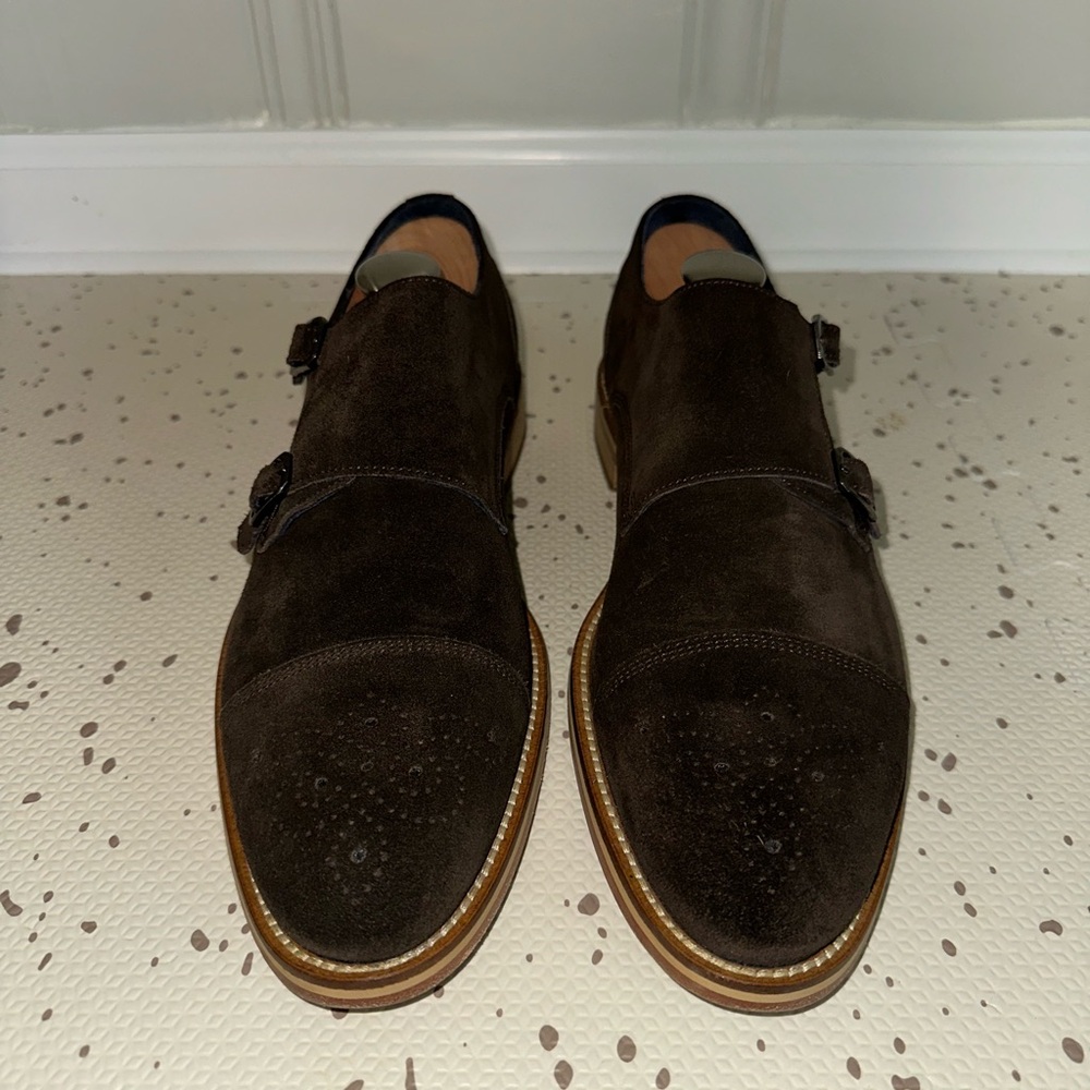Johnston & Murphy Brown Suede Double Monk Shoes